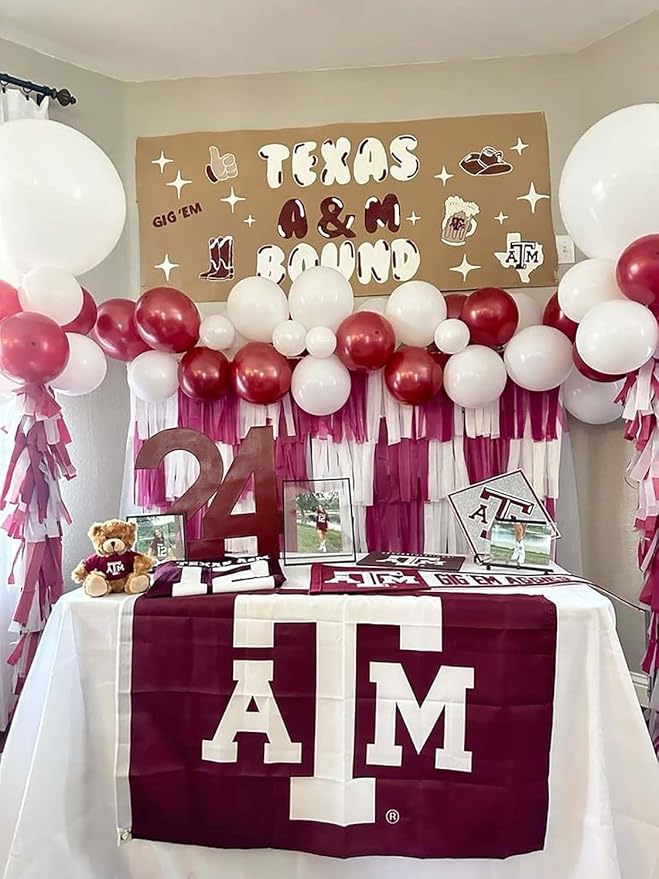 Maroon Graduation Decorations/Maroon White Graduation Party Decorations - Image 8