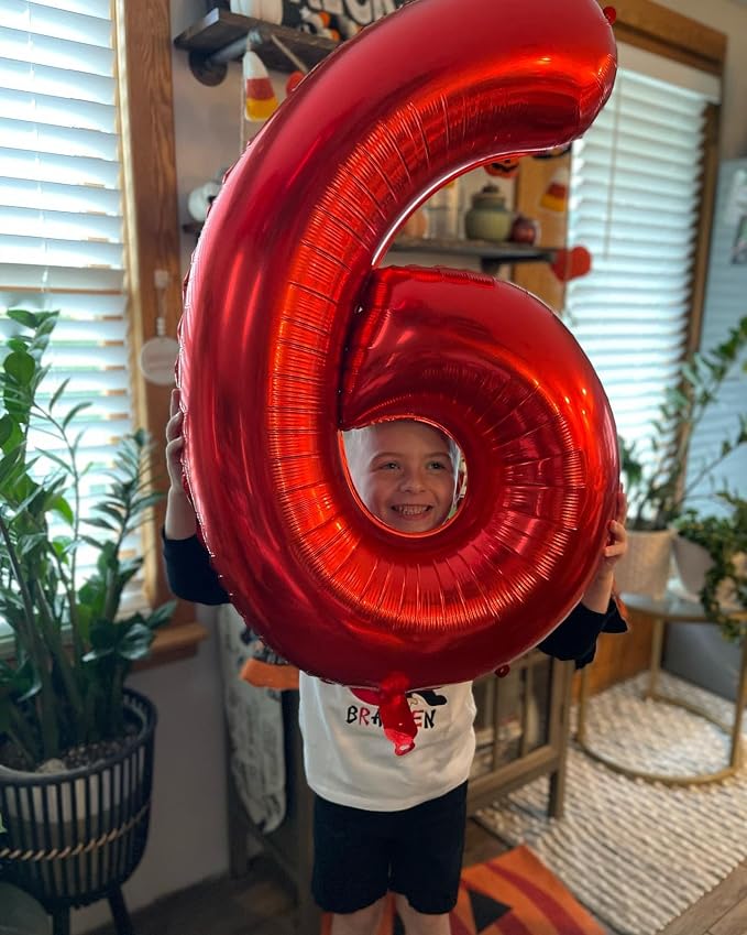 0 Balloon - Red Birthday Number Balloons, 40 Inch Decorations Men Women | Red - Image 9