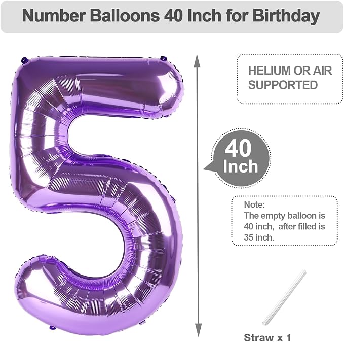 Numbers 14 Balloon 40Inch Purple Balloons - Image 5