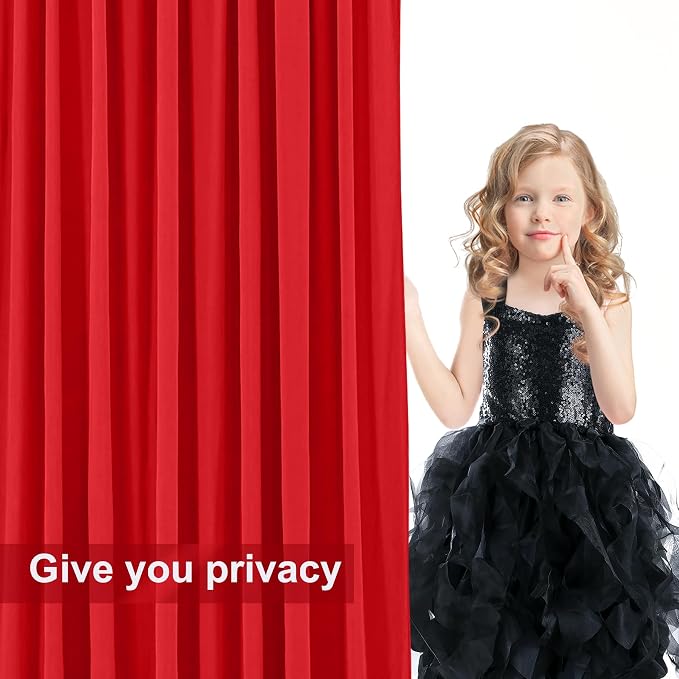 6 Panels Red Backdrop Curtains for Wedding Party Wrinkle Free Backdrops Curtain - Image 8
