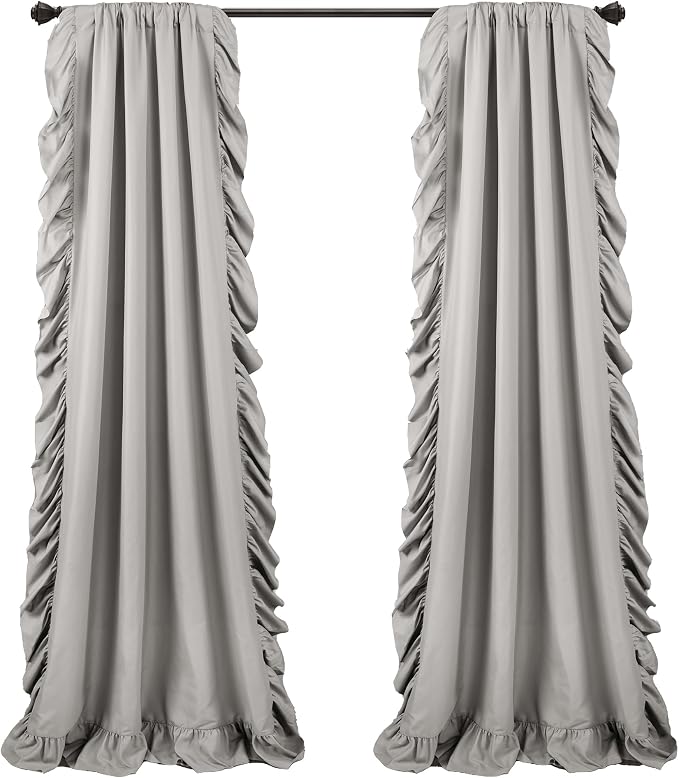 Lush Decor Reyna Ruffle Window Curtain Panel Set, Light Gray - Image 7