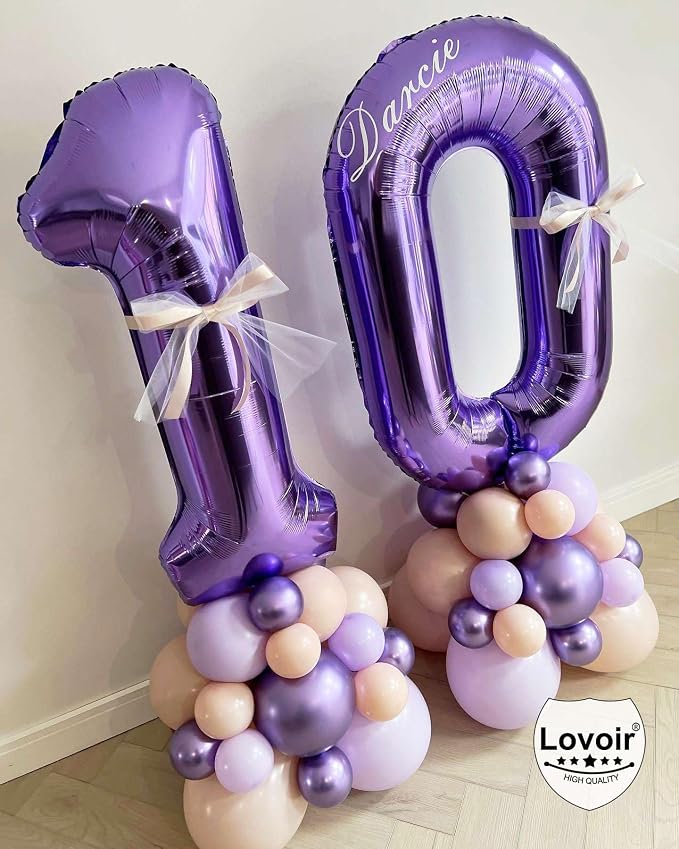 Purple 20 Number Balloons, 40 Inch Giant Number 20 Balloons Foil Mylar Helium - Image 4