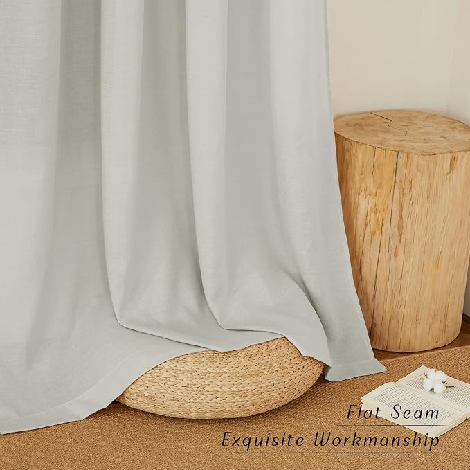 NICETOWN Thick Semi Sheer Linen Gray Curtains - Image 7