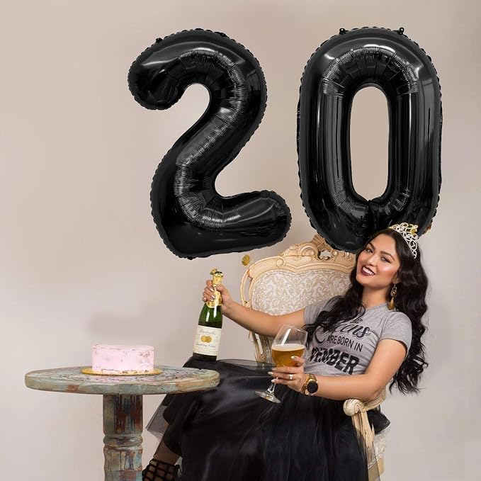 Black Number Balloons 21 Balloon Numbers 21th Number Balloon Foil Mylar Party - Image 6