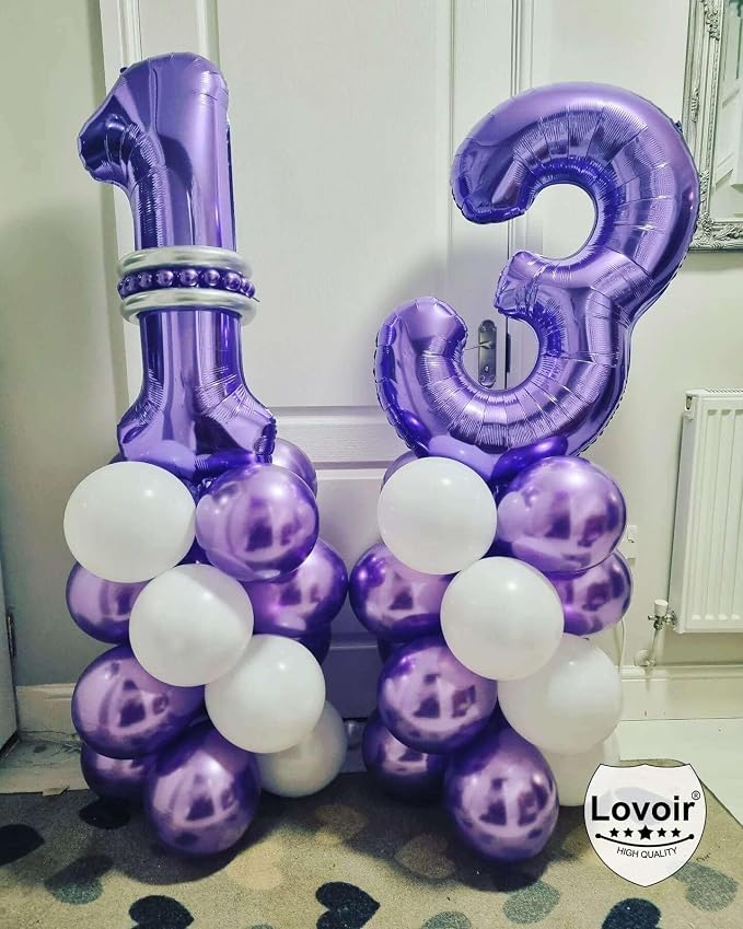 Purple Number 2 Balloons, 40 Inch Giant Number Balloons Foil Mylar Helium - Image 7