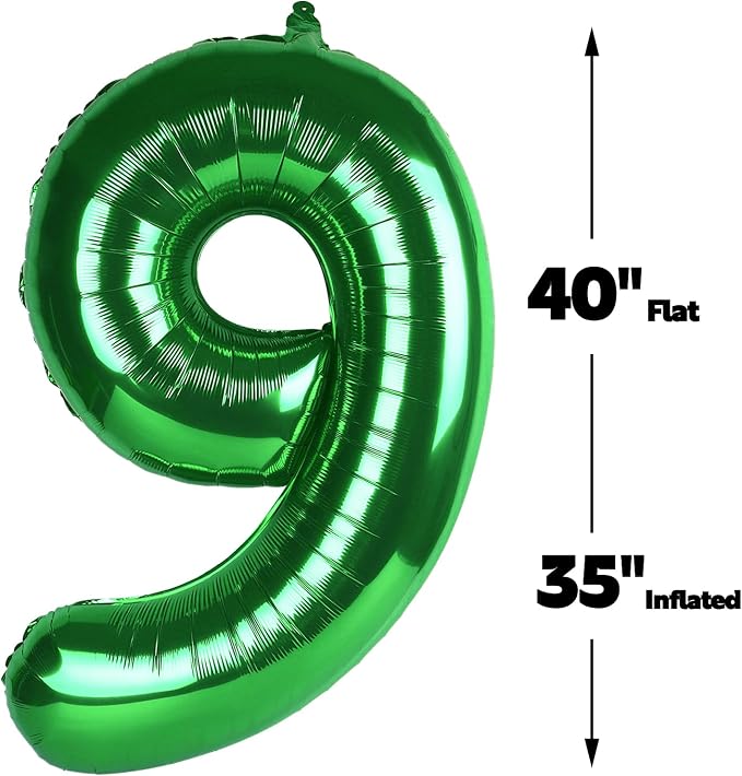 Green Number 9 Balloon 40 inch, Balloon numbers party supplies, deco photo shoot - Image 2