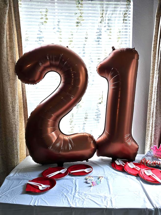40 Inch Number 4 Balloon, Coffee Brown Birthday Decorations - Image 3
