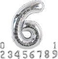 TONIFUL 40 Inch Silver Number 6 Balloon Large Foil 6th Birthday Decorations | by TONIFUL