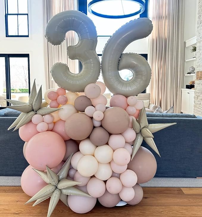 Cream Number 0 Balloon 40 Inch, 0th Birthday Party Decorations Men Women | Foil - Image 7