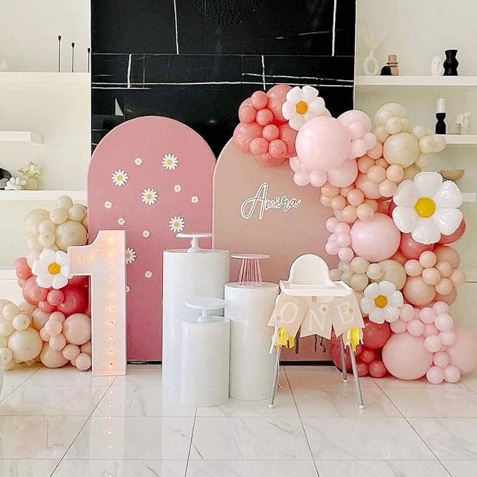Daisy Balloon Garland Arch Kit, Retro Pink Sand White Hippie Boho Flower - Image 5