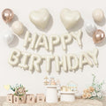 Happy Birthday Balloon Banner Cream, 16 Inch Beige Mylar Letters Heart Foil by Togvu