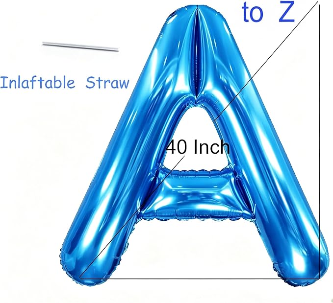 Letter Z Balloon 40 Inch Blue, Giant Alphabet Foil Balloon, Big Mylar Party - Image 5