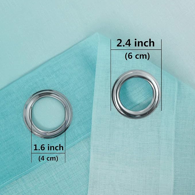 DWCN Teal Faux Linen Ombre Sheer Curtains - Image 5