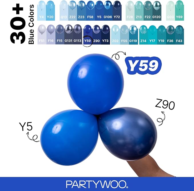 PartyWoo Royal Blue Balloons 127pcs Dark Blue Balloons Different Sizes | 36 18 - Image 4