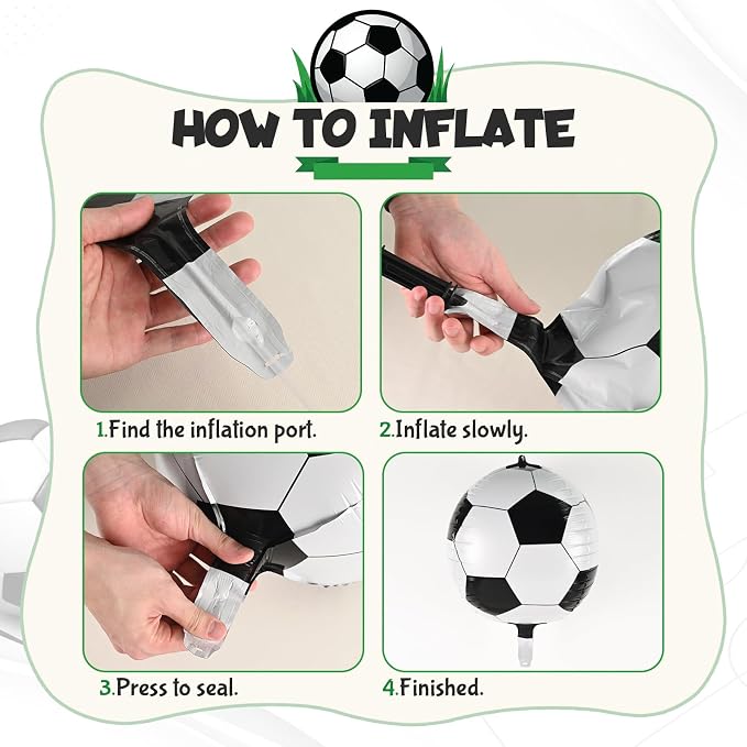 Soccer Balloons, 12 Inch Red Green and Blue White Soccer Ball Balloons - Image 3