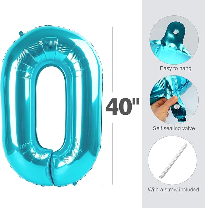 Number Balloons Light Blue 1 Balloon 40 inch - Image 5