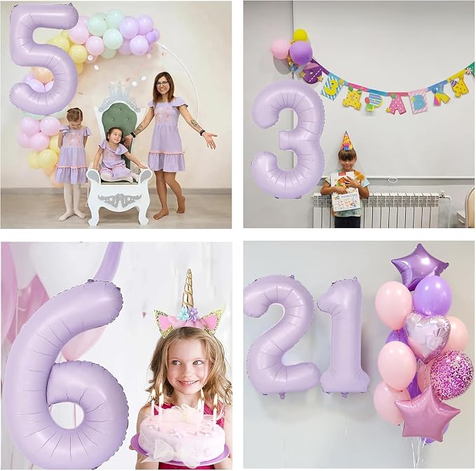 40 Inch Purple Number Balloons Light Purple 9 Balloon Matte purple Birthday - Image 6