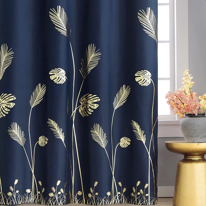 Elegant Natural Leaf Curtains Grommet Blackout Curtains Noise Reducing Energy - Image 2