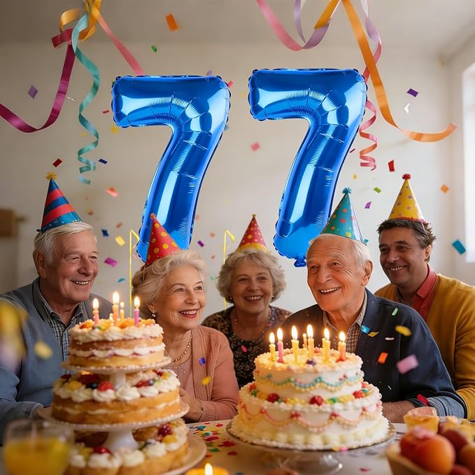 40 Inch Number 77 Balloons for 77th Birthday Party Decorations, 0-100 Dark Blue - Image 2