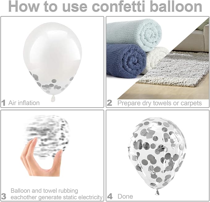 Bezente Silver Confetti Latex Round Helium Party Balloons 60 Pack 12 inch | - Image 6