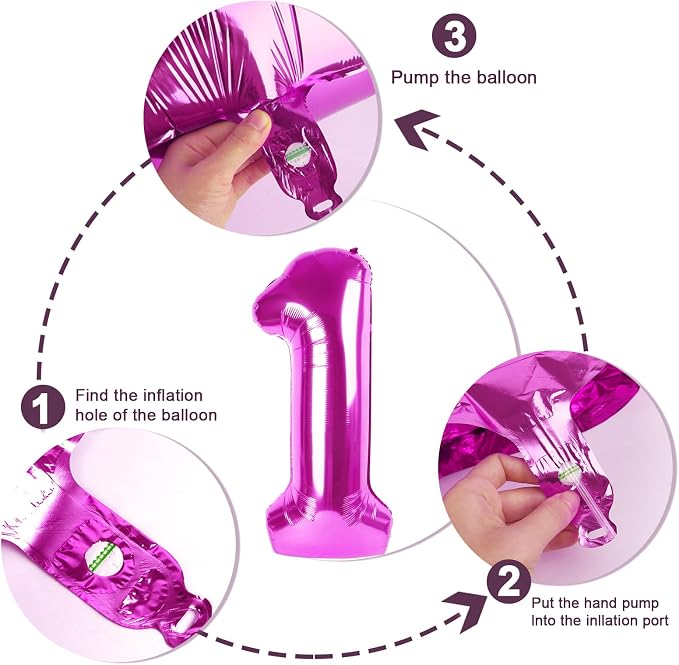 6 Balloon Numbers Birthday Decorations, 40In Rose Purple Balloons - Image 6