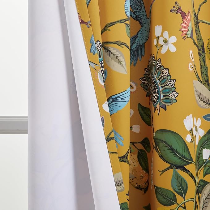 94 Inches Long Custom Satin Window Treatments, Retro Art Deco Floral - Image 9