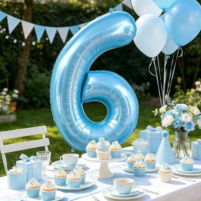 Pastel Blue 8 Balloon Number, Light Blue 8 Balloons - Image 6
