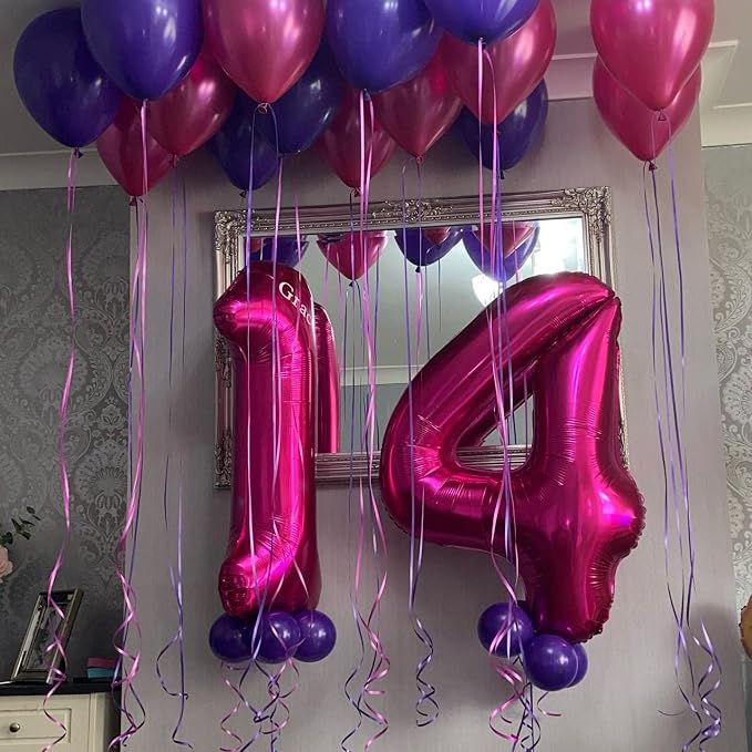 40 Inch Hot Pink 17 Number Balloons Giant 17 Balloons Hot Pink Birthday 17 - Image 6