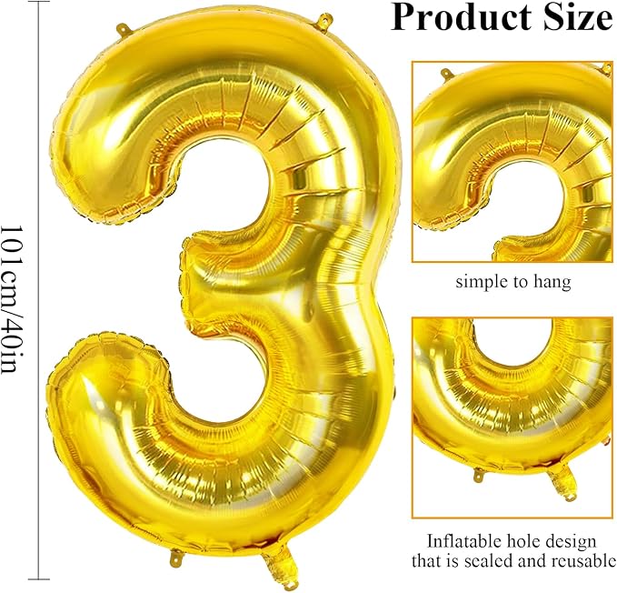 Number 30 Balloons for 30th Birthday Party Decorations, 0-100 Large No.30 Gold - Image 2