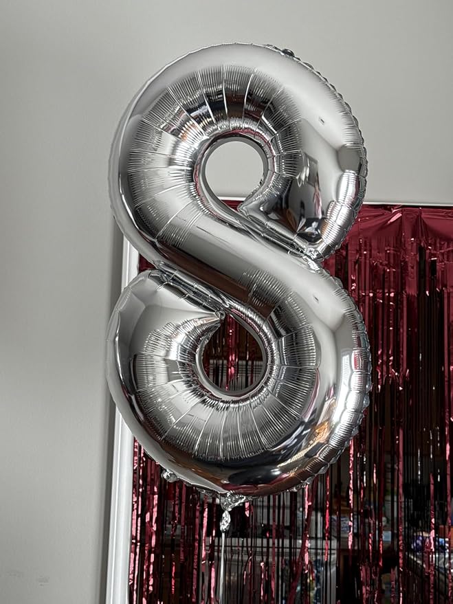 40 Inch Silver Number 4 Balloon Birthday Party Decorations - Image 2