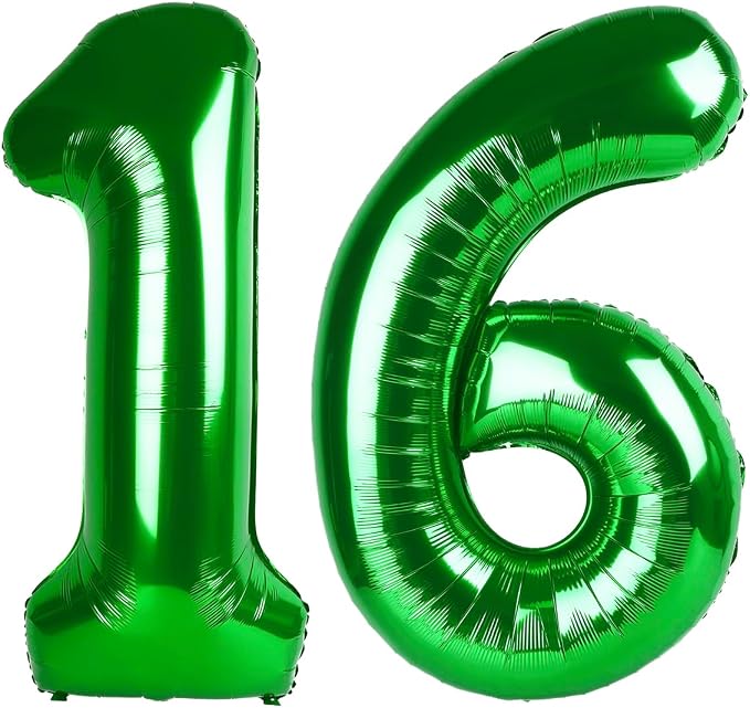 16 Balloon 40 inch Dark Green Number Balloons by Enyeopd