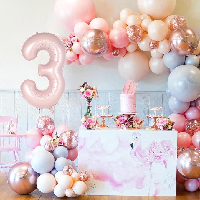 Light Pink Number 30 Balloon, 40 Inch Giant Mylar Number Balloons, Large Foil - Image 3