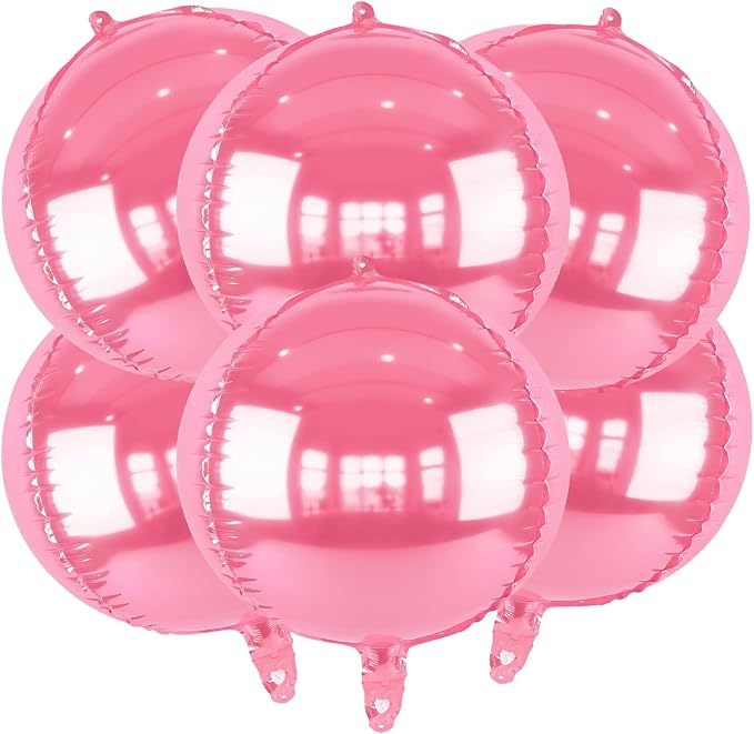 6pcs Pink Foil Balloons 22inch Round Balloons by Namyoo