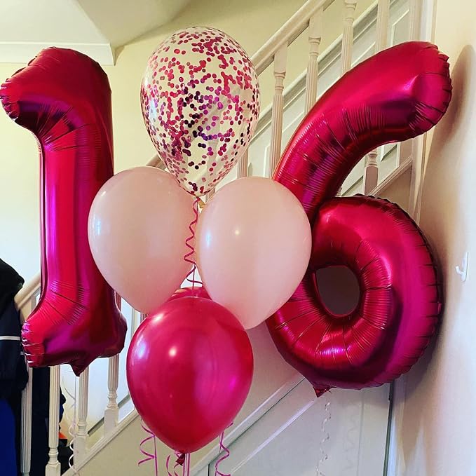 40 Inch Hot Pink 16 Number Balloons Giant 16 or 61 Balloons Hot Pink Birthday - Image 4