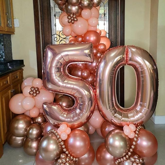 Rose Gold 6 Number Balloons, 40 Inch Big 6 Balloon Numbers Rose Gold 6 Foil - Image 4