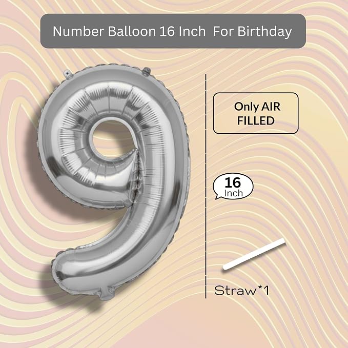 Red Number Balloon 9 Mylar Foil Balloons 16 inch - Image 8
