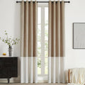 BULBUL Champagne Cream Ivory Color Block Window Curtains Panels 108 inches Long by ModernShinyVelvetCurtains