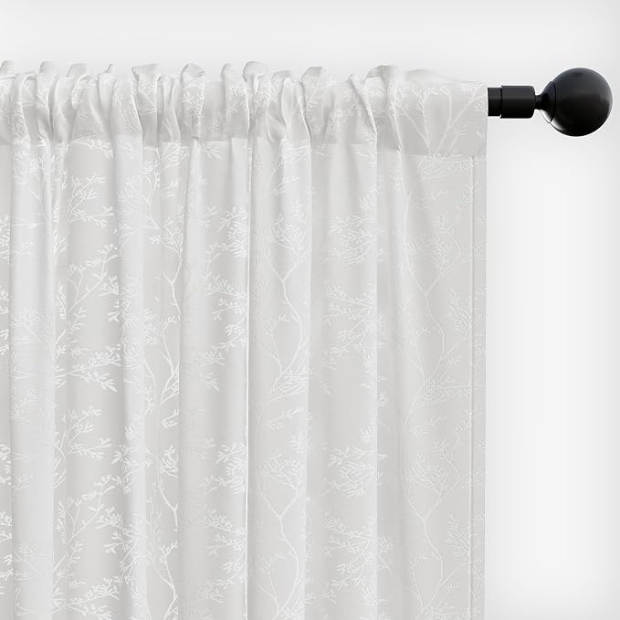 Anmao White Semi Sheer Light Filtering Curtains 84 Inches Long 2 Panels - Image 8
