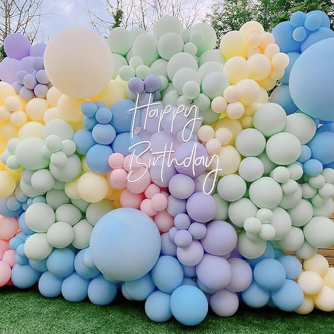 PartyWoo Pastel Rainbow Balloons 101pcs Latex Helium Balloons 12 Inch | Baby - Image 5