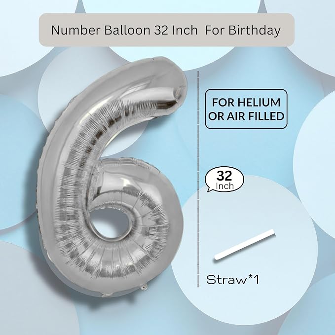 Gold Number Balloon 6 Mylar Foil Balloons 32 inch - Image 8