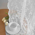 FINECITY White Lace Curtains for Bedroom Rustic Floral W52xL54 Inch 2-Panel | by FINECITY