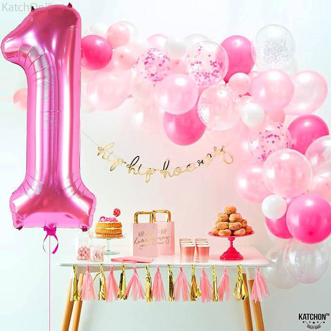 KatchOn Number 1 Balloon, Hot Pink Foil Mylar - Image 5