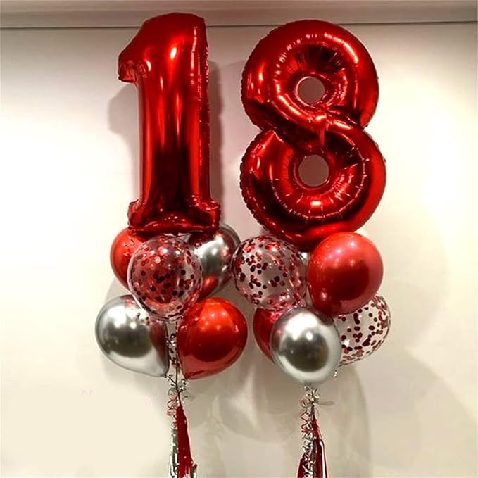 Red Foil Balloon Number 8 for Boys, Large Number 8 Helium Balloon for Girls - Image 5