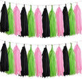 Black Pink and Green Tissue Paper Tassels Party Tassel Garland Banner by We+Moment