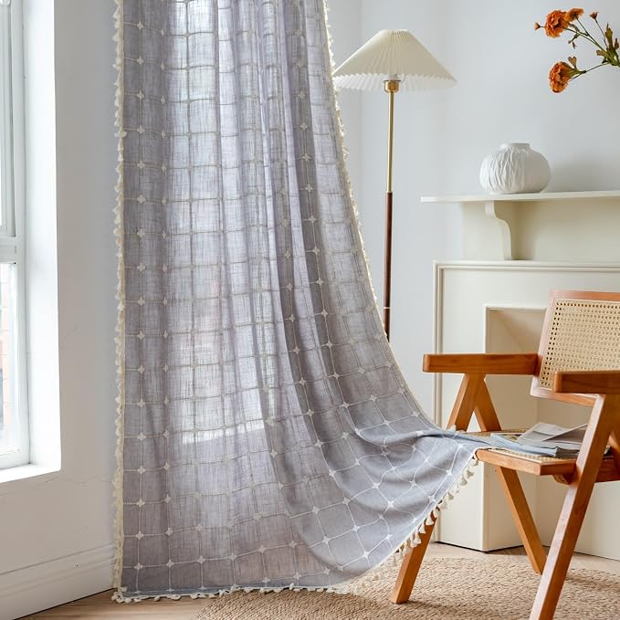 Sutuo Home Boho Curtains for Bedroom Living Room 84 Inch Length, Linen Light by SutuoHome