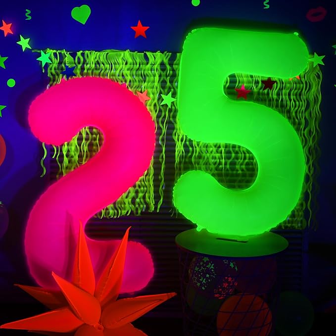 Mega-L Glow in The Dark Party Supplies, 40 Inch Yellow Number 3 Balloon | Glow - Image 9