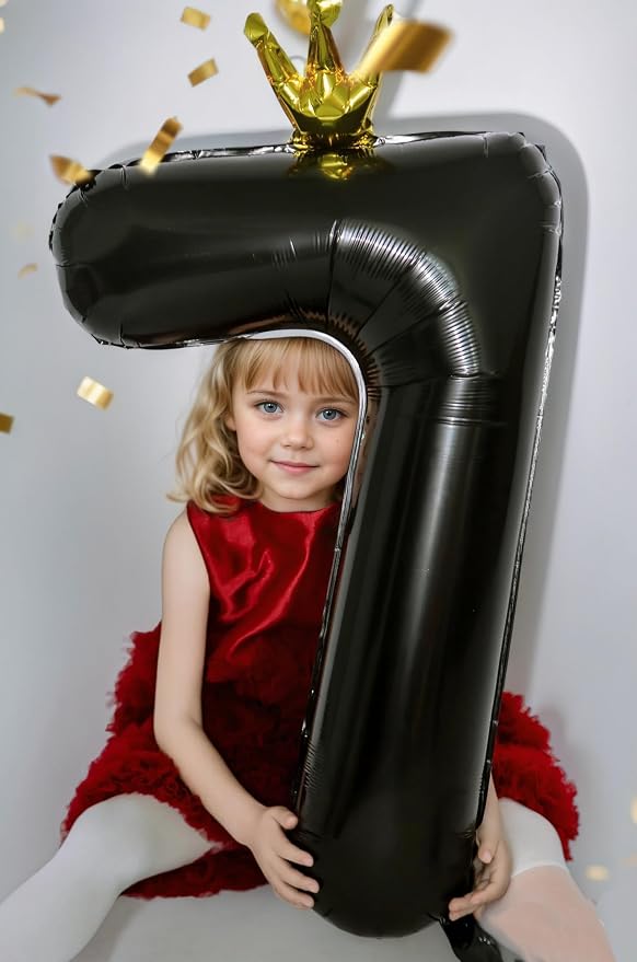 Black Number 2 Balloon with Crown, 40 inch Black Number Balloon 2nd Birthday - Image 7