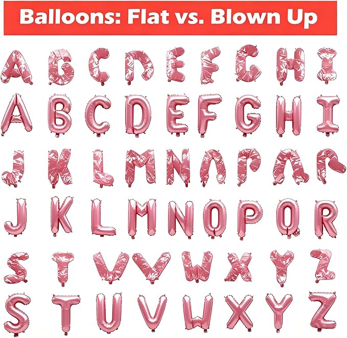 52 Pcs Pastel Pink Letter Balloons, Custom 2 Set A-Z Set - Image 4