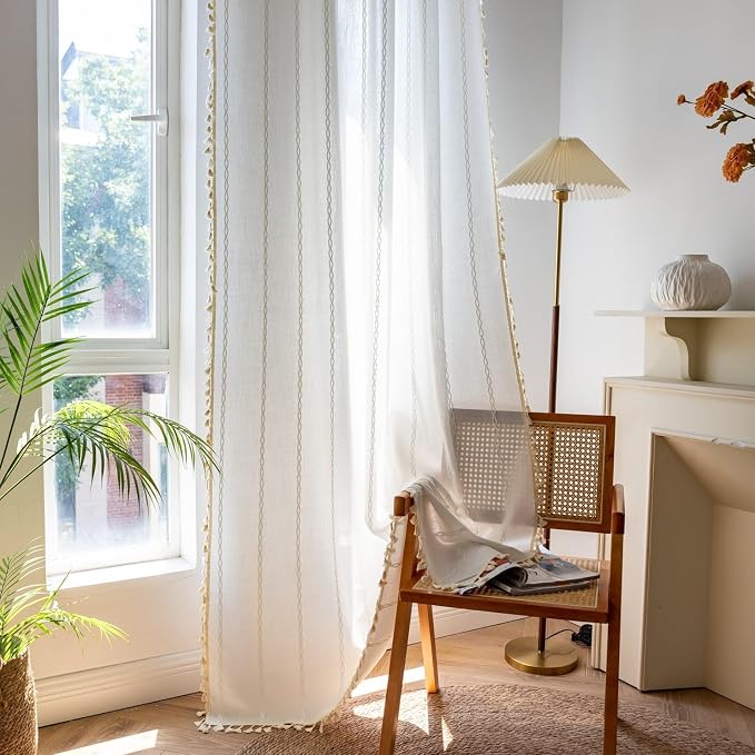 Sutuo Home Boho Curtains for Bedroom 63 Inch Length, Light Filtering Country - Image 5