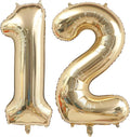 Champagne Gold 12 Balloon Number, 40 Inch Light Gold 12 Balloons Big Foil Mylar by BBPOOL